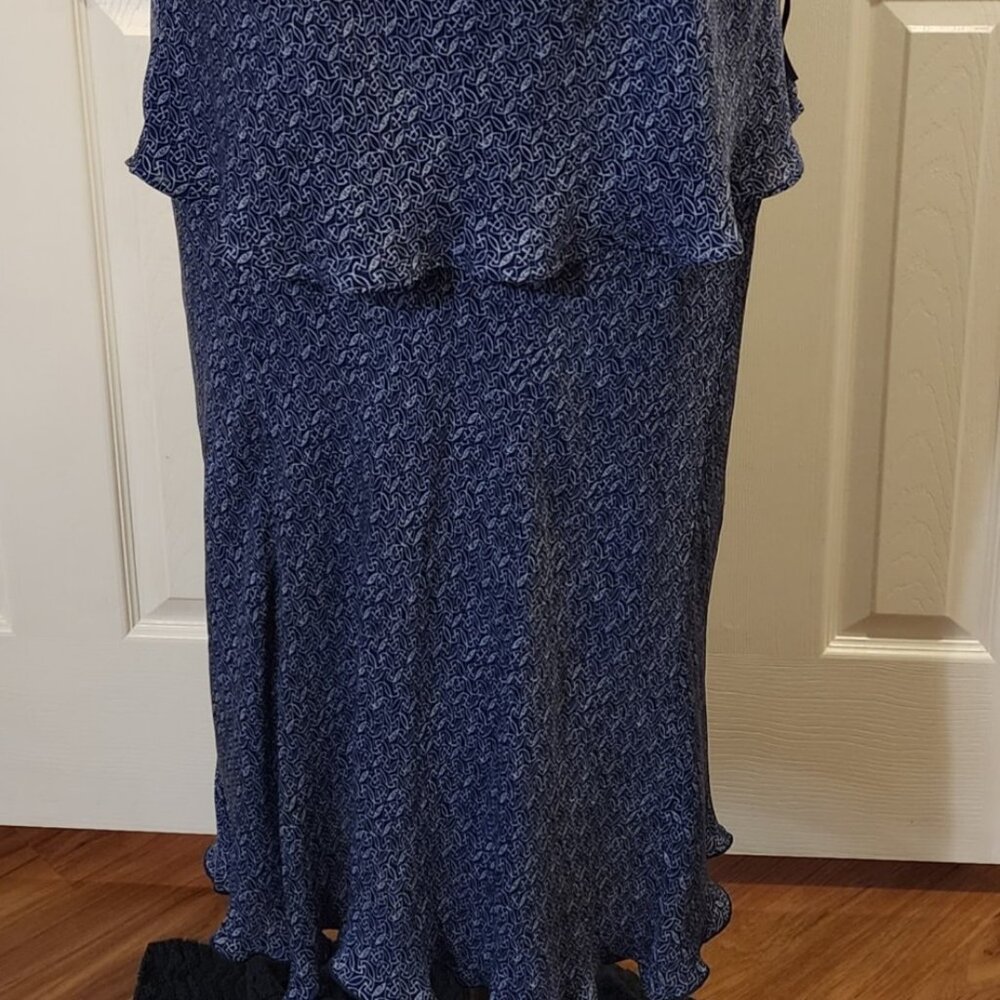 Lane Bryant - Venezia navy blue silk skirt with handkerchief hem detail